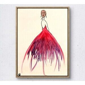 WS original fashion lady hand painted 14X11 canvas abstract modern wall art
